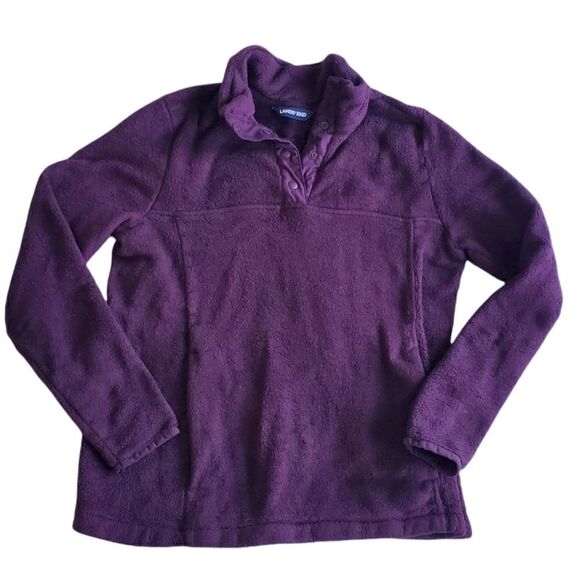 Lands End 1/4 Snap plum Pullover Fleece M - Picture 1 of 8